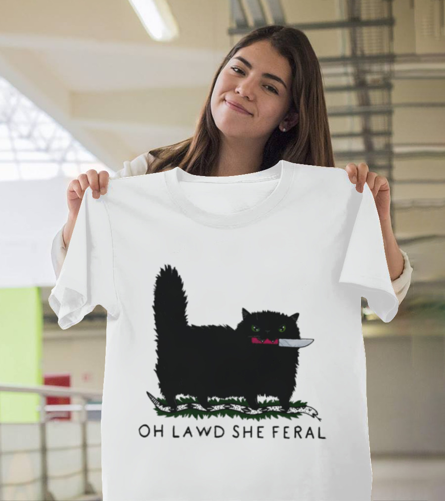 Oh Lawd She Feral Cat Knife Snake T-Shirt