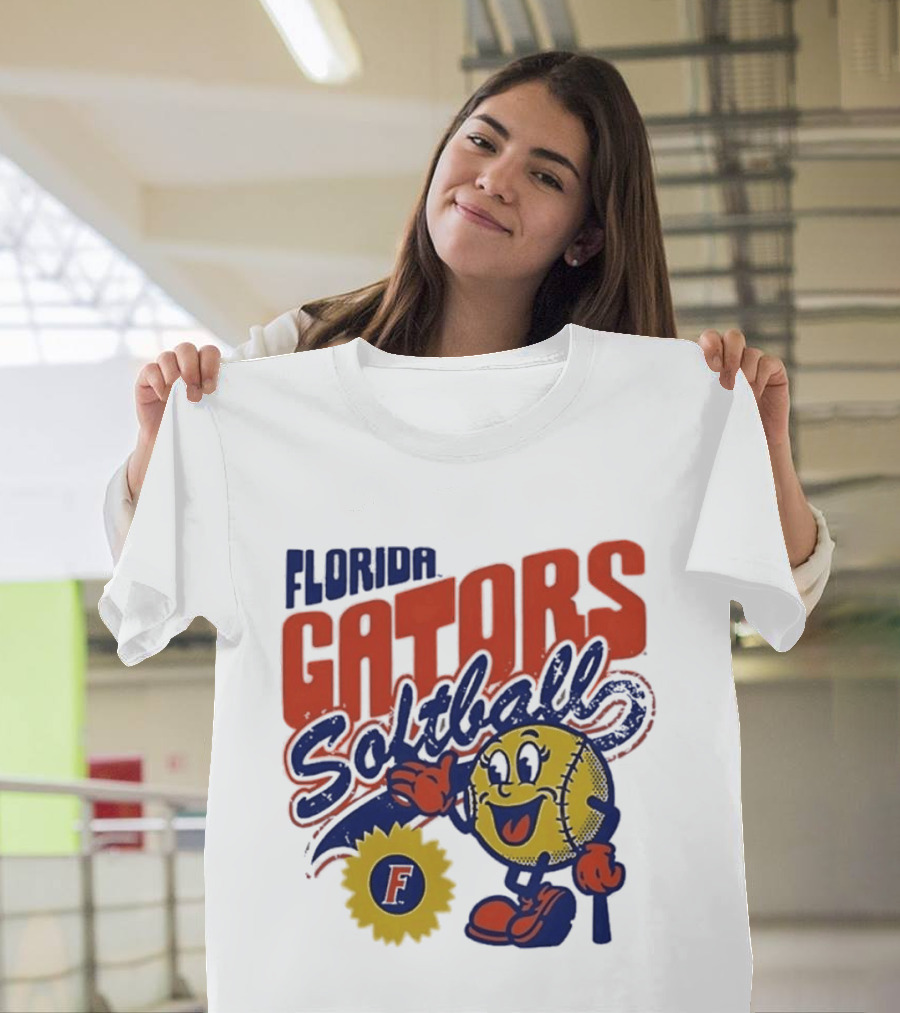 Florida Gators Softball Sunflower Vintage Cartoon Baseball T-Shirt