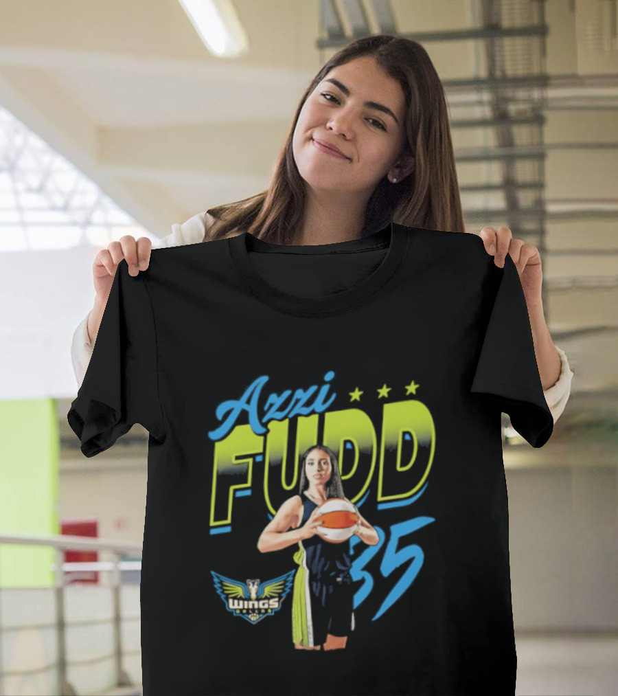 Azzi Fudd 35 Dallas Wings WNBA Player Pose With Stars And Wings T-Shirt