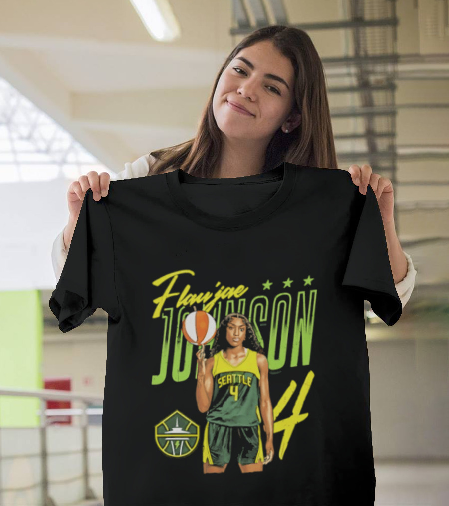 Flau'jae Johnson 4 Seattle Storm Basketball Star Pose T-Shirt