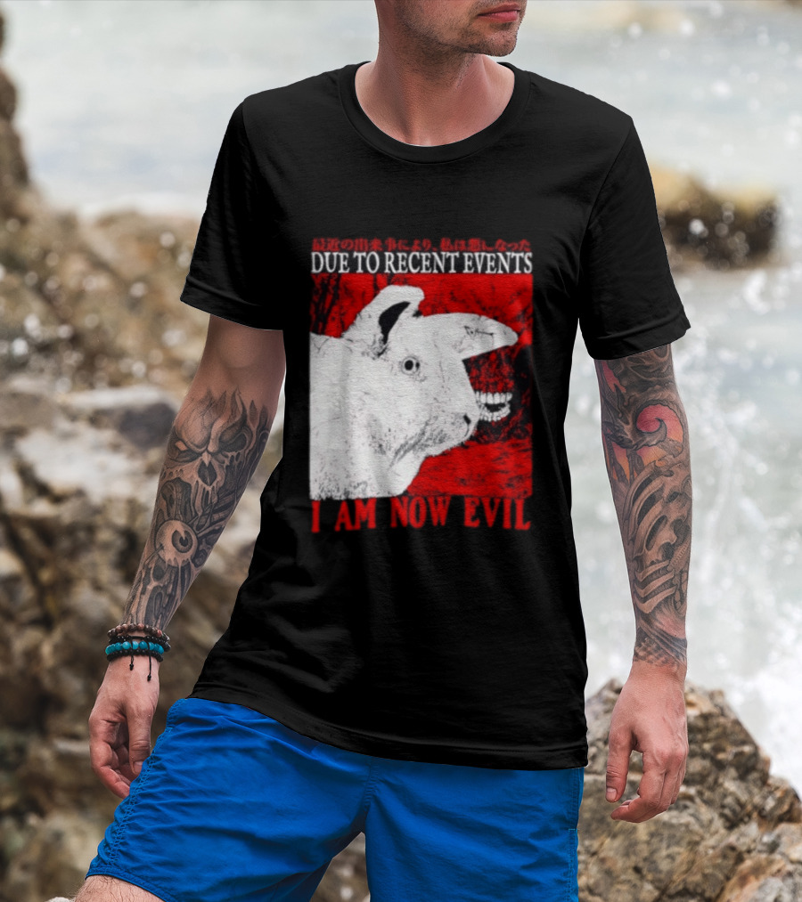 Rabbit Due To Recent Events I Am Now Evil Creepy Red T-Shirt