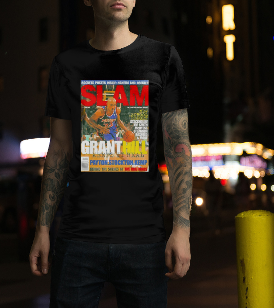 SLAM Granthill Keeps It Real Payton Stockton Kemp Pistons Basketball NBA Finals Hakeem Drexler T-Shirt