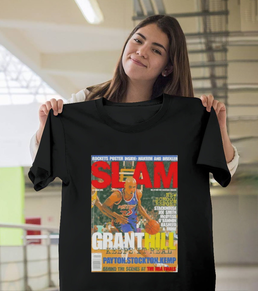 SLAM Granthill Keeps It Real Payton Stockton Kemp Pistons Basketball NBA Finals Hakeem Drexler T-Shirt