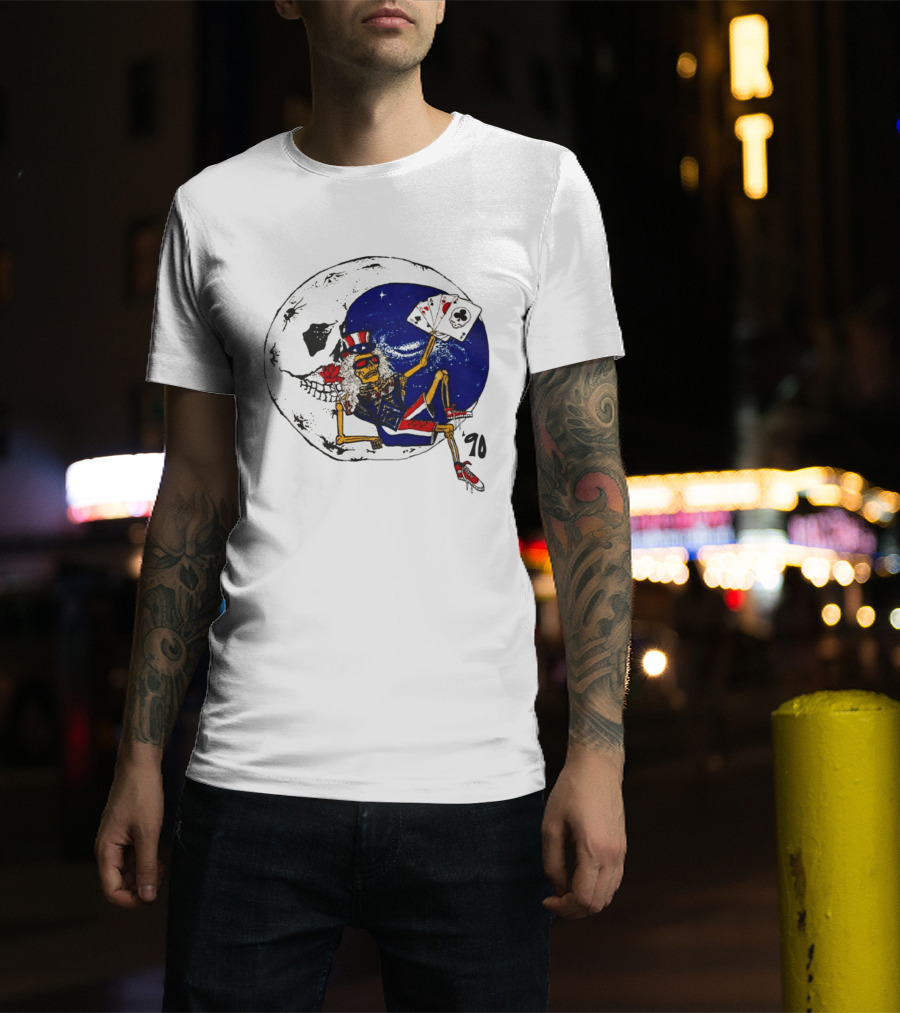 Grateful Dead 1990 Rare Uncle Sam Skeleton Moon Playing Cards T-Shirt