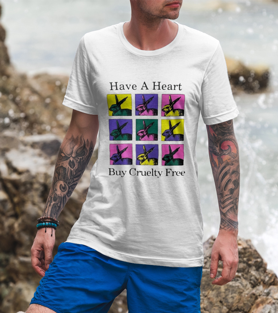 Have A Heart Buy Cruelty Free Rabbits Pop Art Style Iconic Colorful Blocks T-Shirt