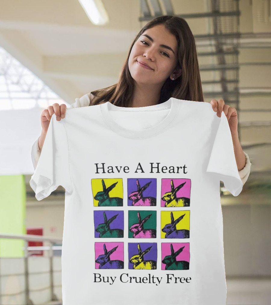 Have A Heart Buy Cruelty Free Rabbits Pop Art Style Iconic Colorful Blocks T-Shirt