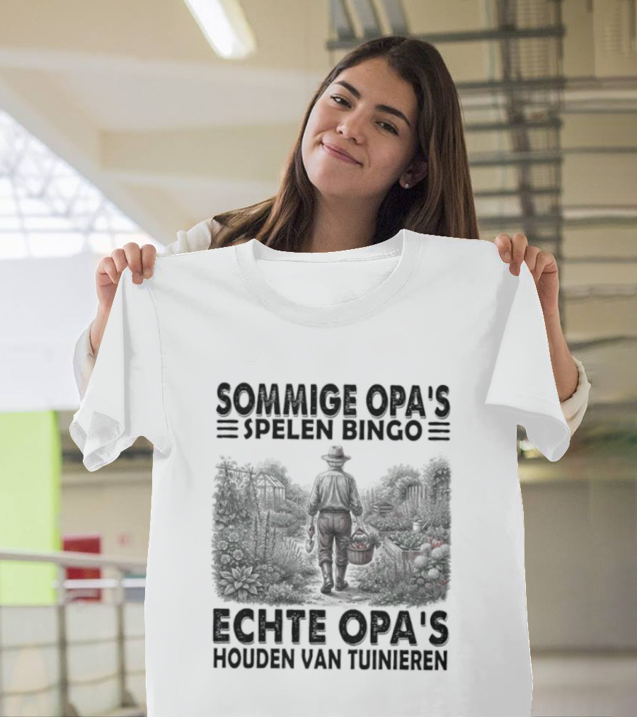 Sommige Opa's Spelen Bingo Echte Opa's Houden Van Tuinieren Tuinman Silhouet Achtergrond T-Shirt