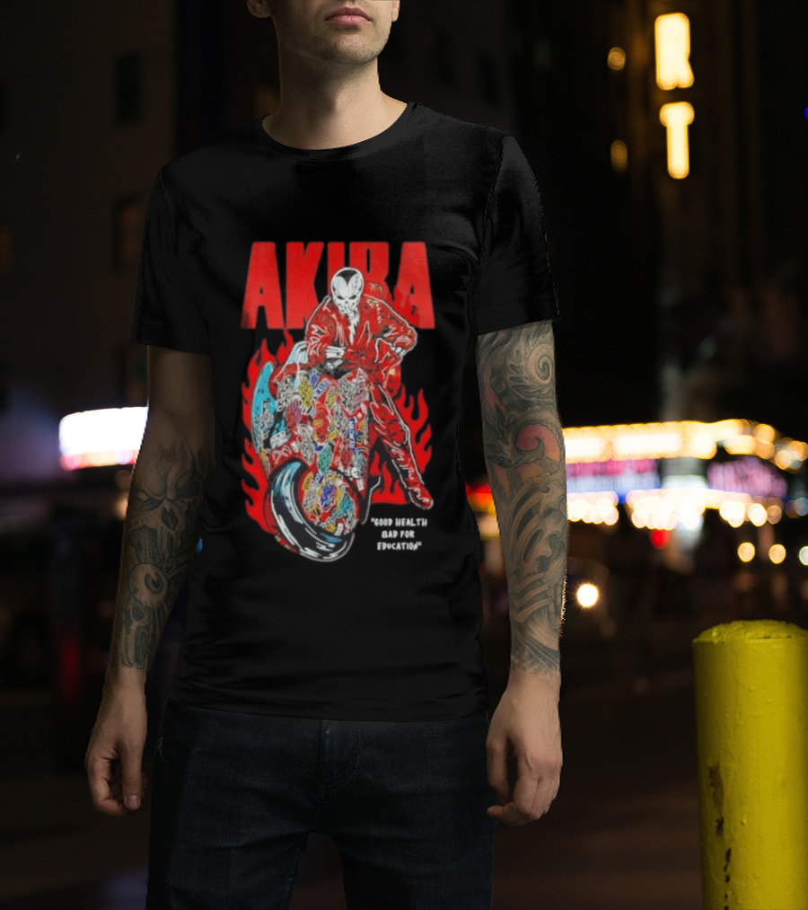 Akira Good For Health Bad For Education Iconic Motorcycle T-Shirt