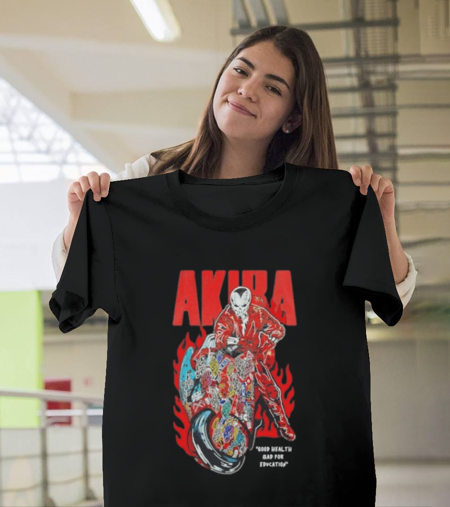 Akira Good For Health Bad For Education Iconic Motorcycle T-Shirt