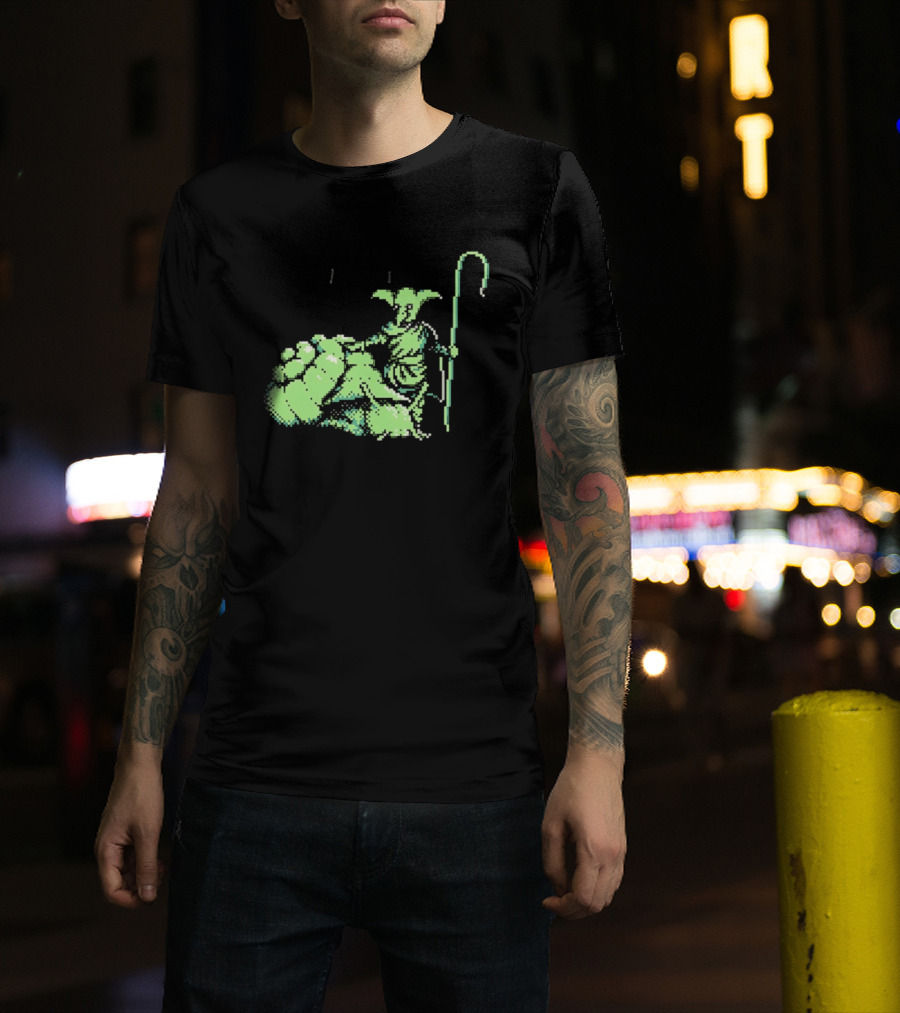 Goblin Shepherd With Staff Pixel T-Shirt