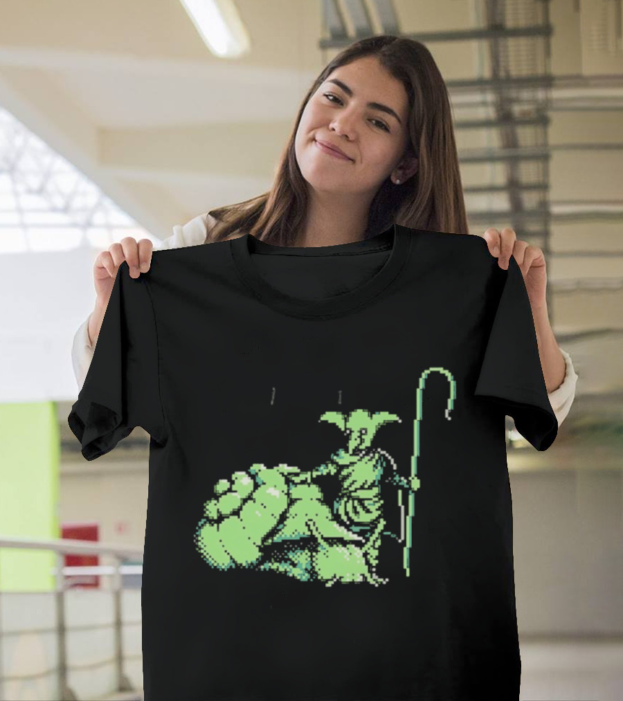 Goblin Shepherd With Staff Pixel T-Shirt