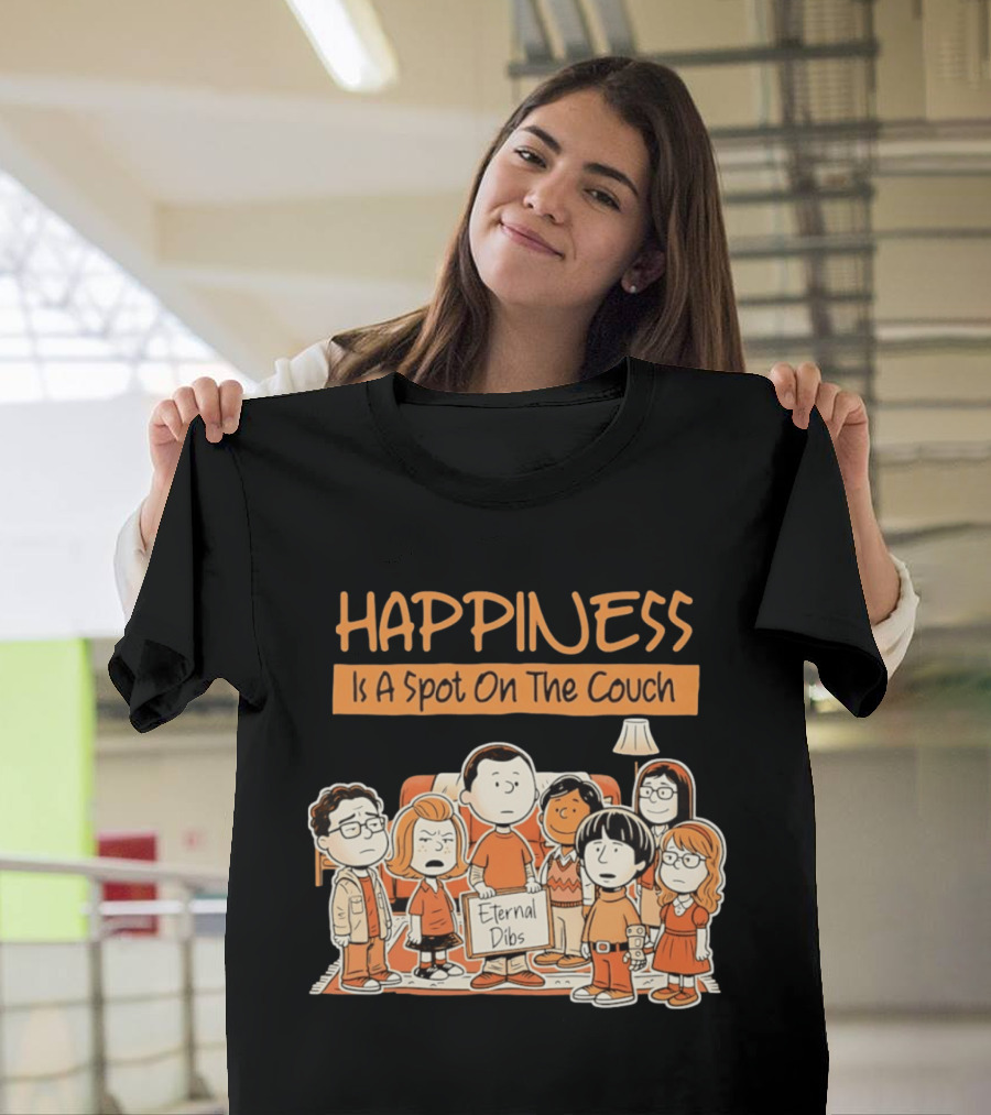 Happiness Is A Spot On The Couch Eternal Dibs Peanuts Style Scene T-Shirt