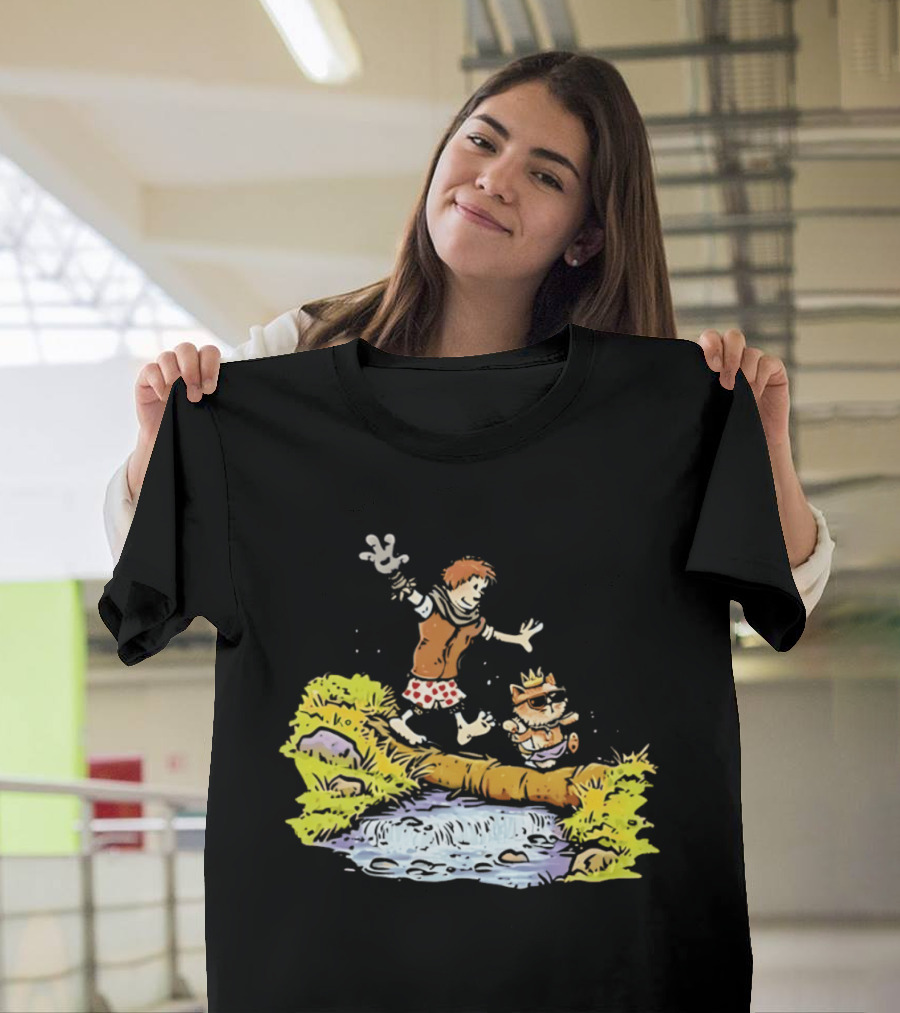 Princess Donut Calvin And Hobbes Comic Adventure Carl Crossing Log T-Shirt