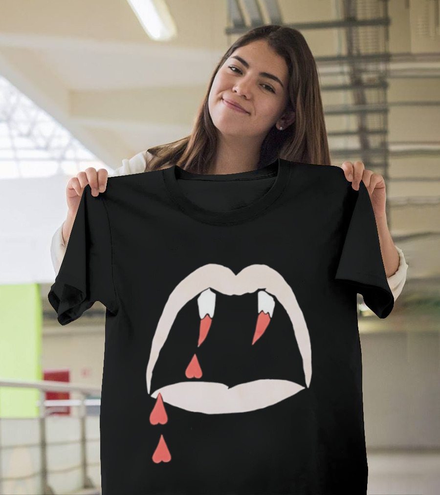Saint Laurent AW14 Bloodluster Vampire Teeth And Blood Drops T-Shirt