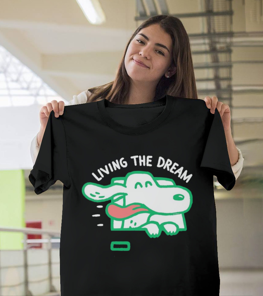 Living The Dream Dog Joyfully Enjoying Car Ride With Head Out The Window T-Shirt