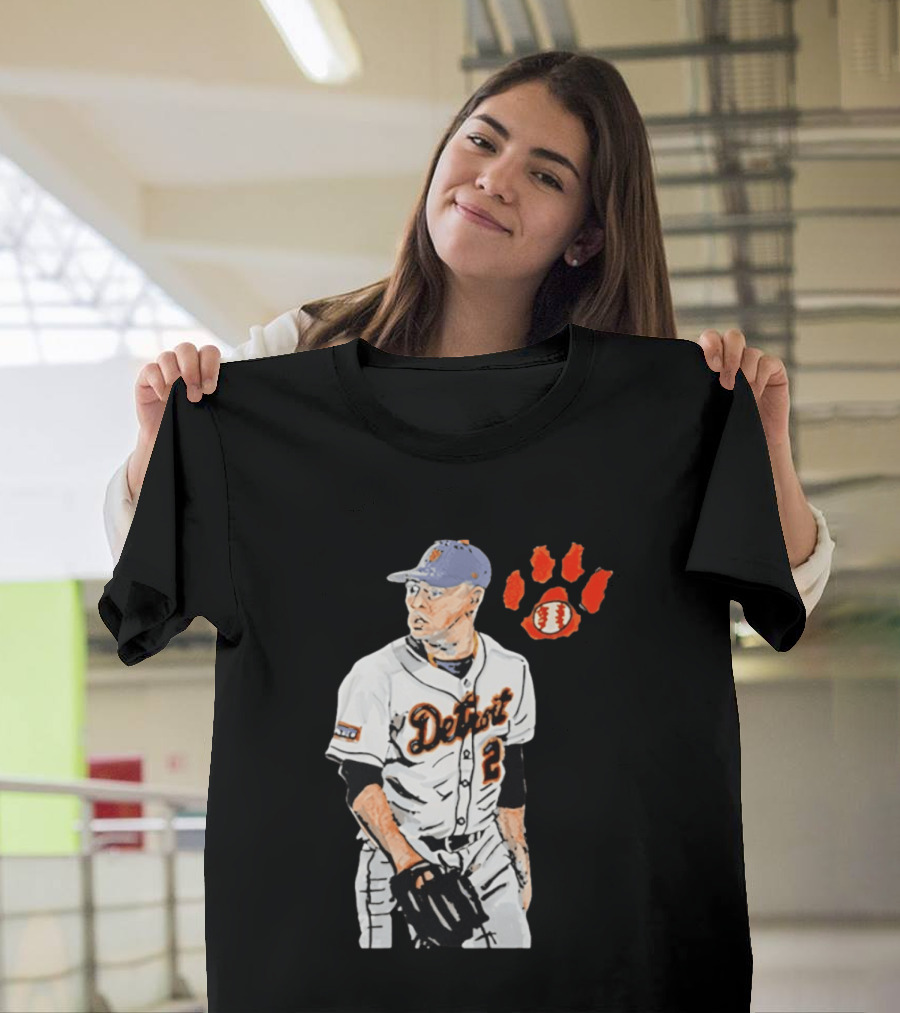 Detroit Tigers Tarik Skubal Baseball Cartoon Character With Paw Print And Baseball T-Shirt