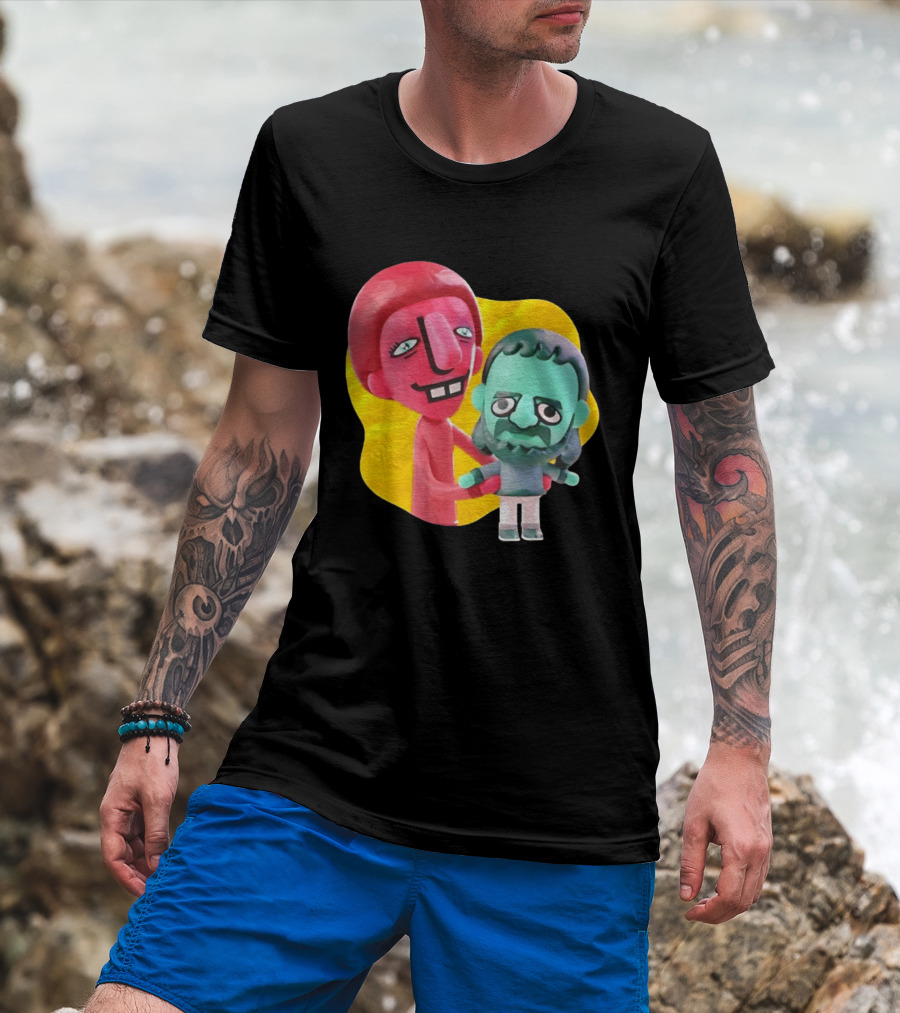 The Best Buds Colorful Character Figures Hugging Playful T-Shirt