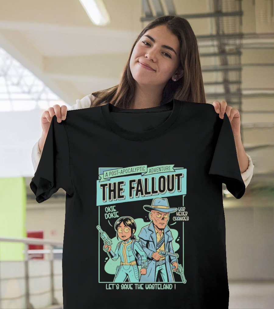 Lucy And Ghoul Post Apocalyptic Adventure Okie Dokie Let's Save The Wasteland Duo Fallout T-Shirt