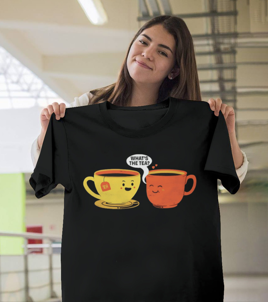 What's The Tea Gossiping Teacups Cute Conversation T-Shirt
