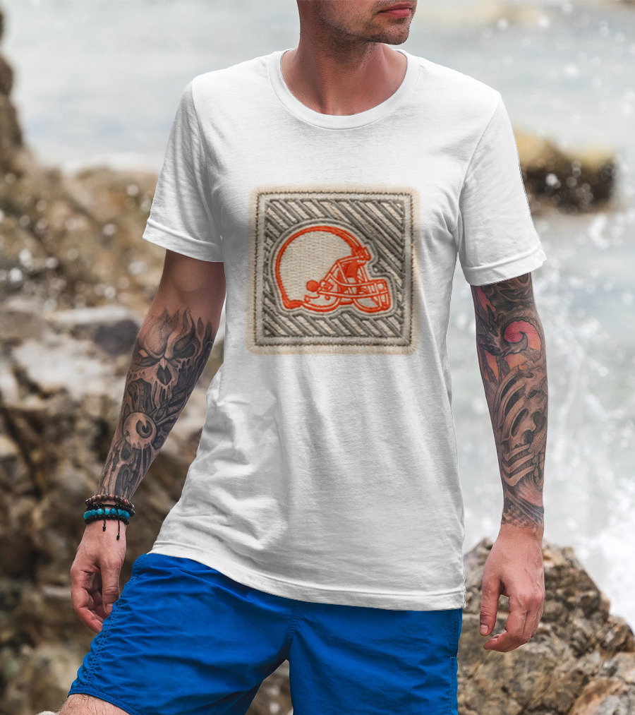 Browns 2026 Training Camp Helmet Patch Retro Style Embroidery T-Shirt