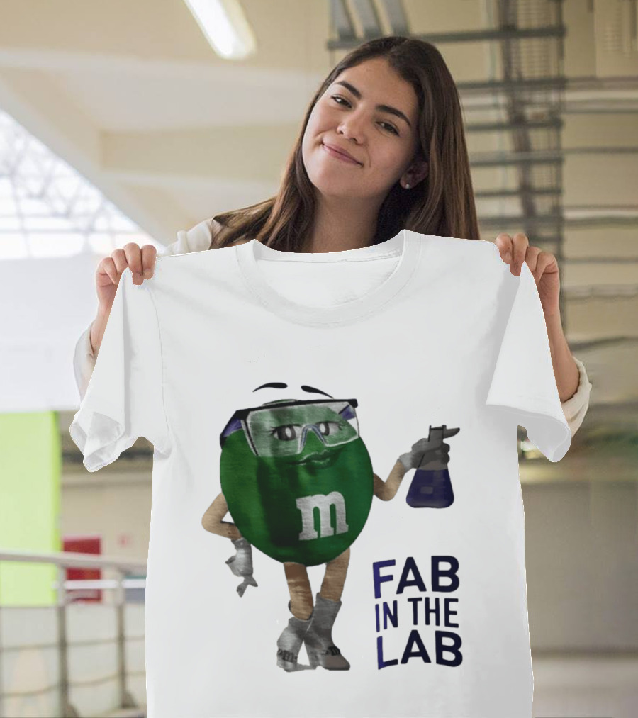 Green M&M Fab In The Lab Safety Goggles Flask T-Shirt