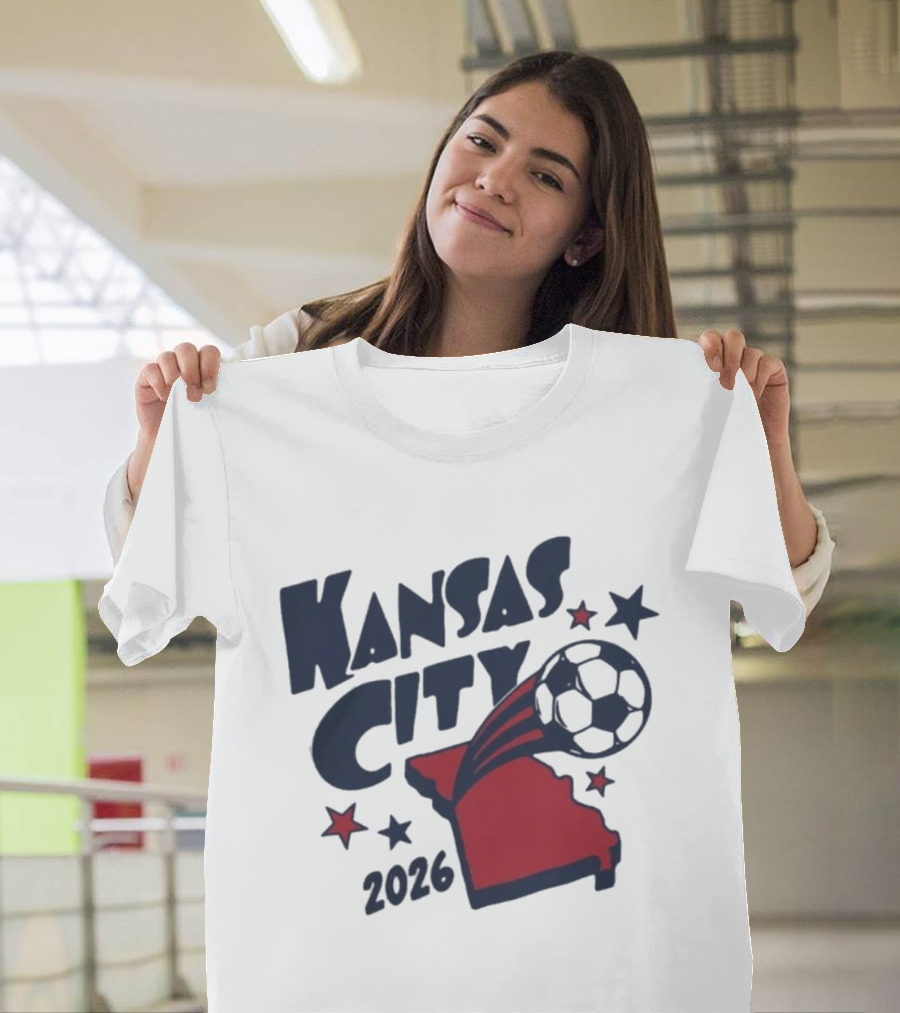 Kansas City 2026 Soccer Missouri State Map Stars Ball T-Shirt