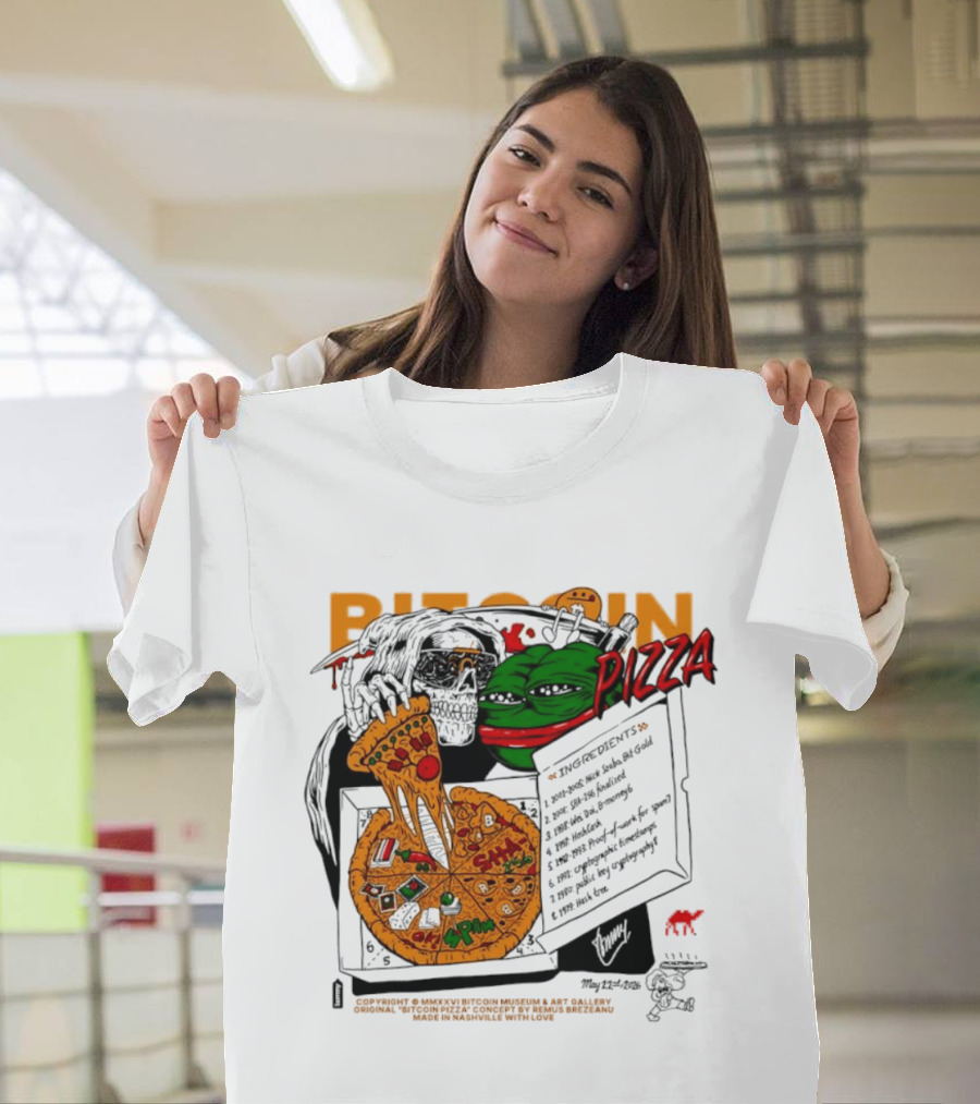 Kermit The Frog Pepe Pizza Ingredients Bitcoin Meme T-Shirt
