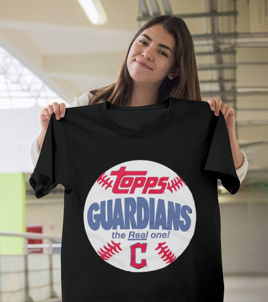 Cleveland Guardians Topps The Real One Baseball Shape T-Shirt