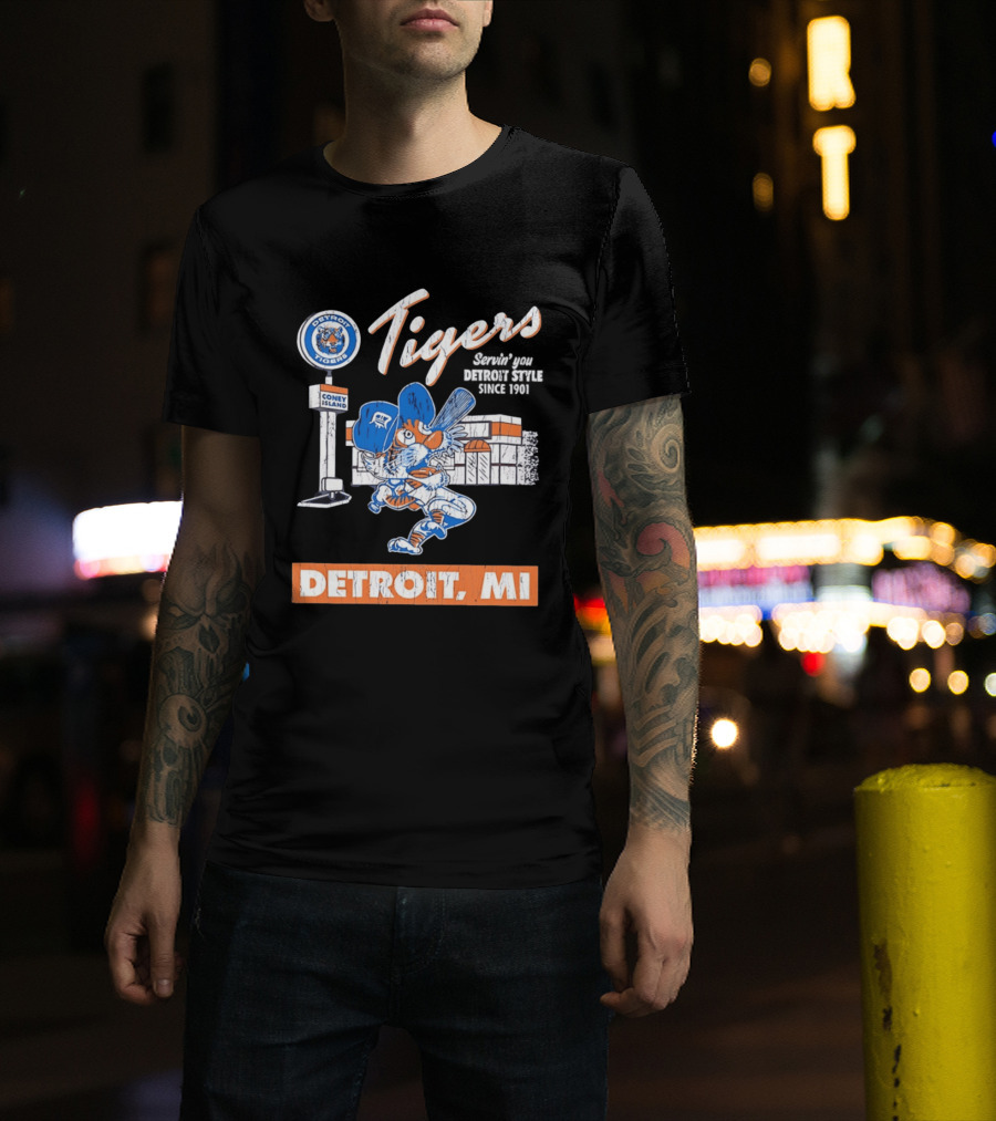 Detroit Tigers Coney Island Servin' You Detroits Since 1901 Detroit MI T-Shirt