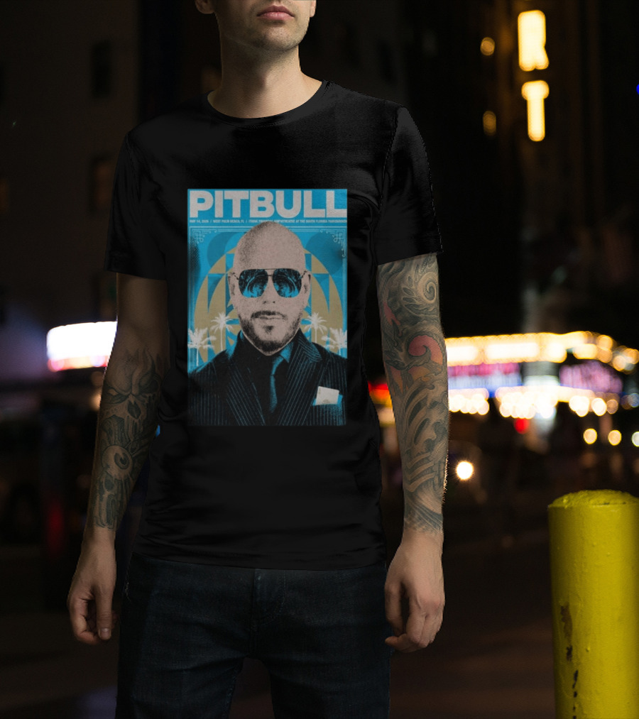 Pitbull West Palm Beach FL May 14 2026 ITHINK Financial Amphitheatre Tour South Florida Fairgrounds T-Shirt