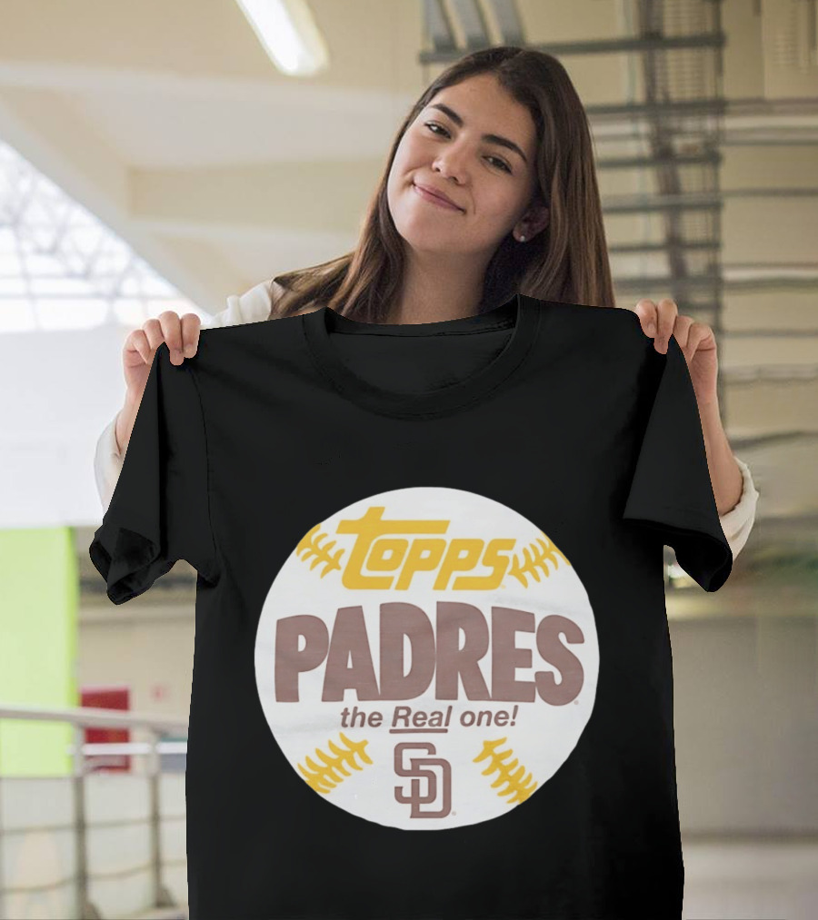 Topps Padres The Real One SD Logo Baseball Shape T-Shirt