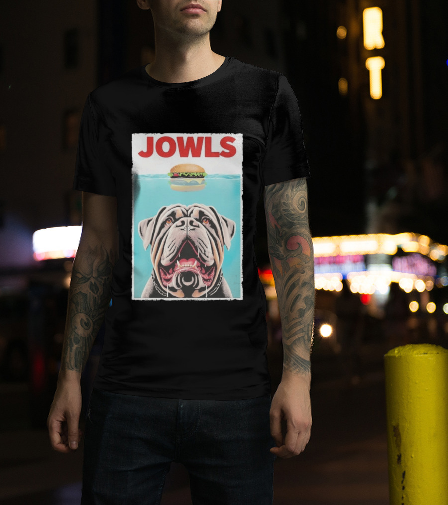 Jowls Mastiff Burger Floating Above Water T-Shirt