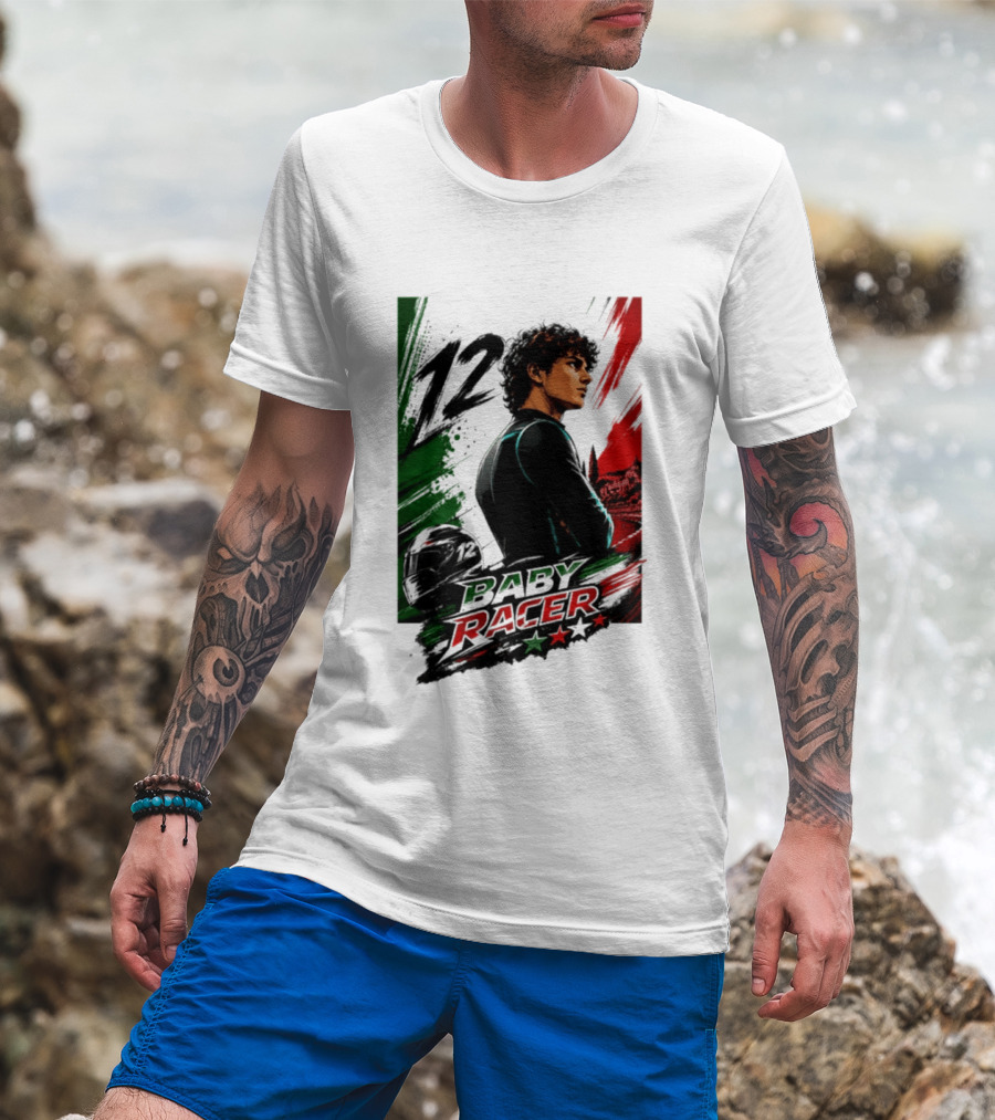 12 Baby Racer Italy Flag Motorcycle Racing Art With Italian T-Shirt