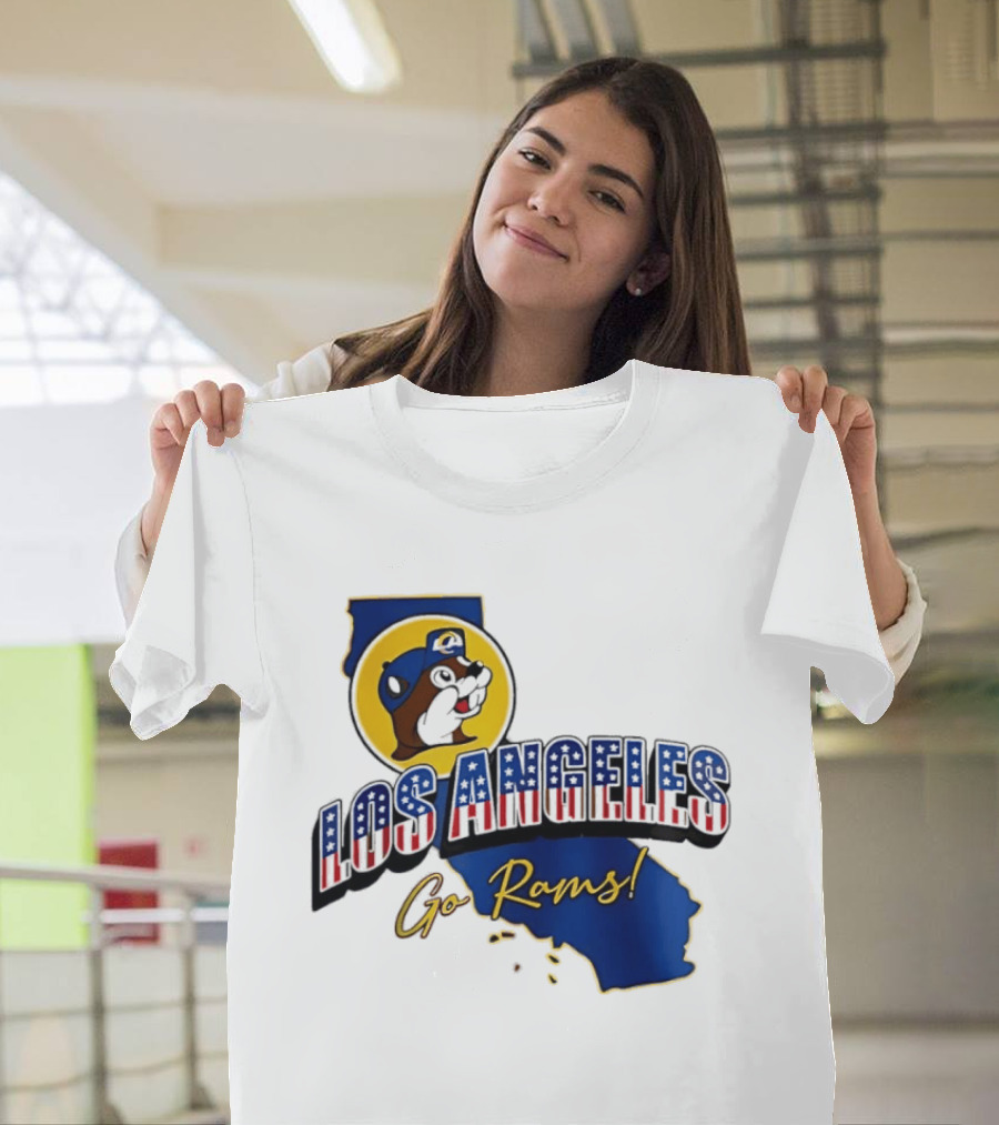 Los Angeles Rams Buc Ee's California Map Go Rams T-Shirt