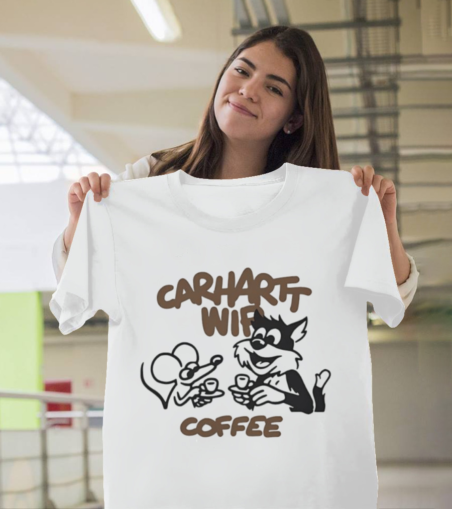Carhartt Wifi Coffee Mouse Cat Drinking Coffee T-Shirt
