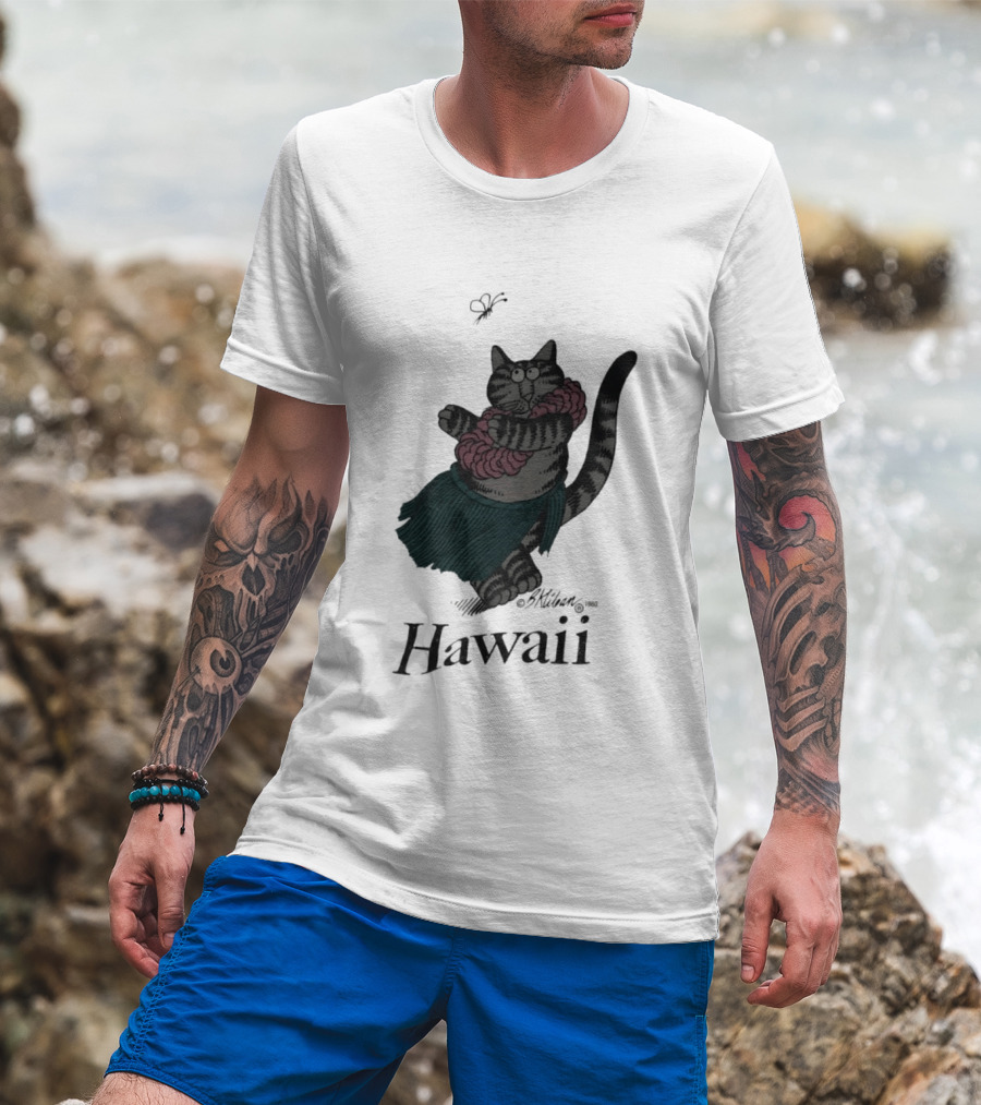 B Kliban Cat In Hula Skirt Hawaii T-Shirt