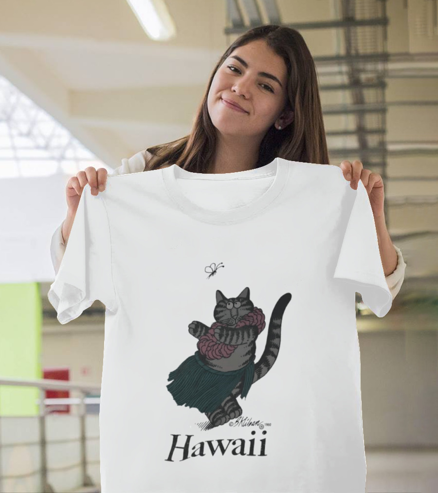 B Kliban Cat In Hula Skirt Hawaii T-Shirt
