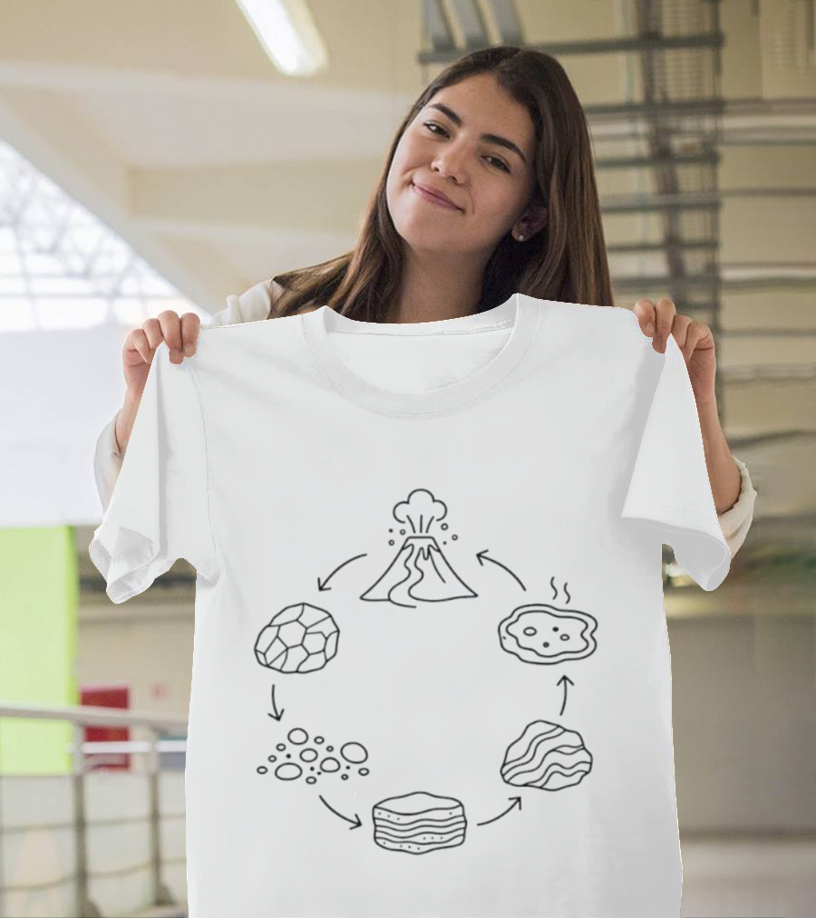 Rock Cycle Diagram Volcano And Earth Science Geology T-Shirt