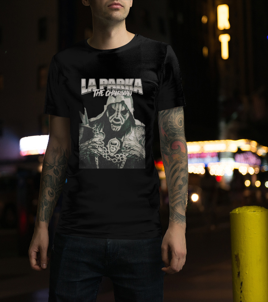 La Parka The Chairman Mexican Wrestler Iconic Mask And Chains T-Shirt