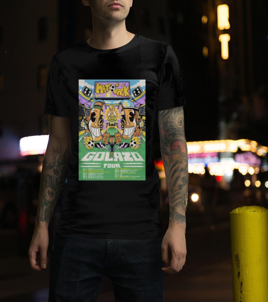 Matt And Zack Golazo Tour 26 June July Soccer Event Featuring Iconic World Cup Trophy And Speaker T-Shirt