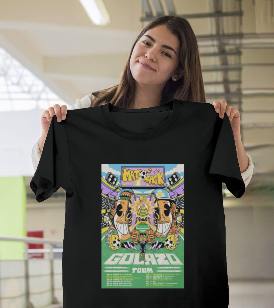 Matt And Zack Golazo Tour 26 June July Soccer Event Featuring Iconic World Cup Trophy And Speaker T-Shirt
