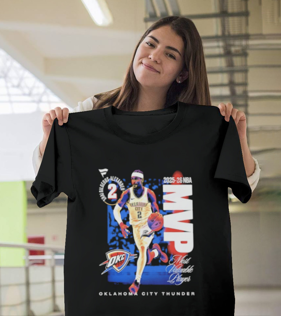 Oklahoma City Thunder Shai Gilgeous Alexander 2025 26 NBA MVP 2 Basketball Legend T-Shirt