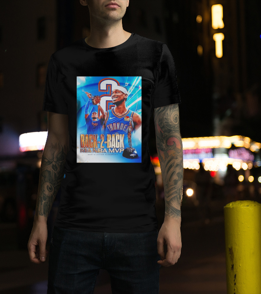 Shai Gilgeous Alexander OKC Thunder Back 2 Back Kia NBA MVP T-Shirt