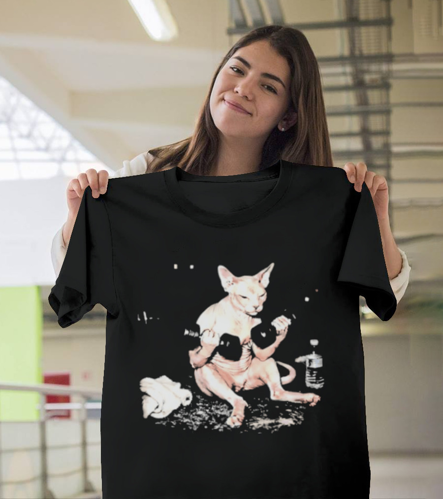 Sphynx Cat Lifting Weights Fitness T-Shirt