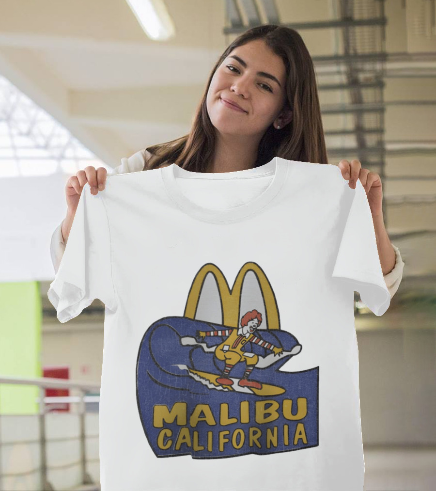 Malibu California Rare Ronald McDonald Surfing McDonald's Golden Arches T-Shirt