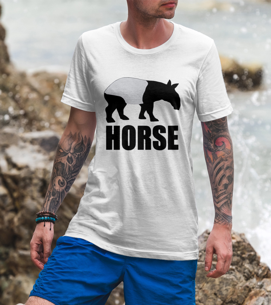 Mislabeled Animal Tapir Silhouette With Horse Text Optical Illusion T-Shirt