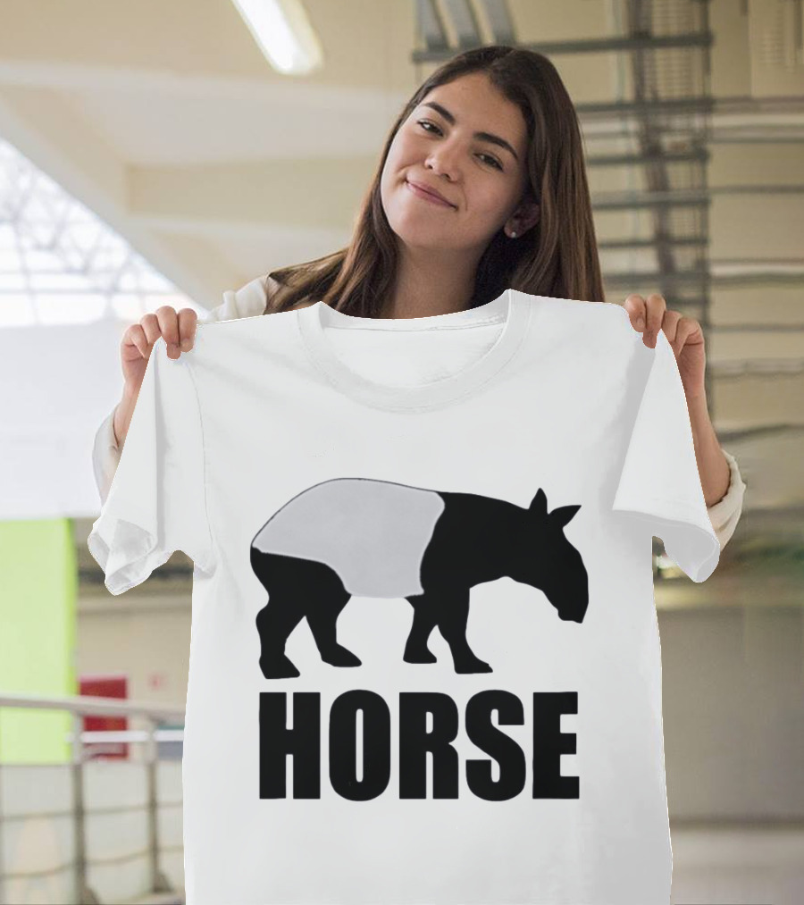 Mislabeled Animal Tapir Silhouette With Horse Text Optical Illusion T-Shirt