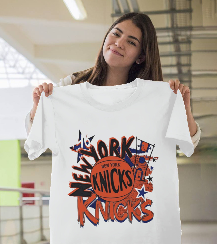 New York Knicks Vintage Basketball 46 Stars And Skyline T-Shirt