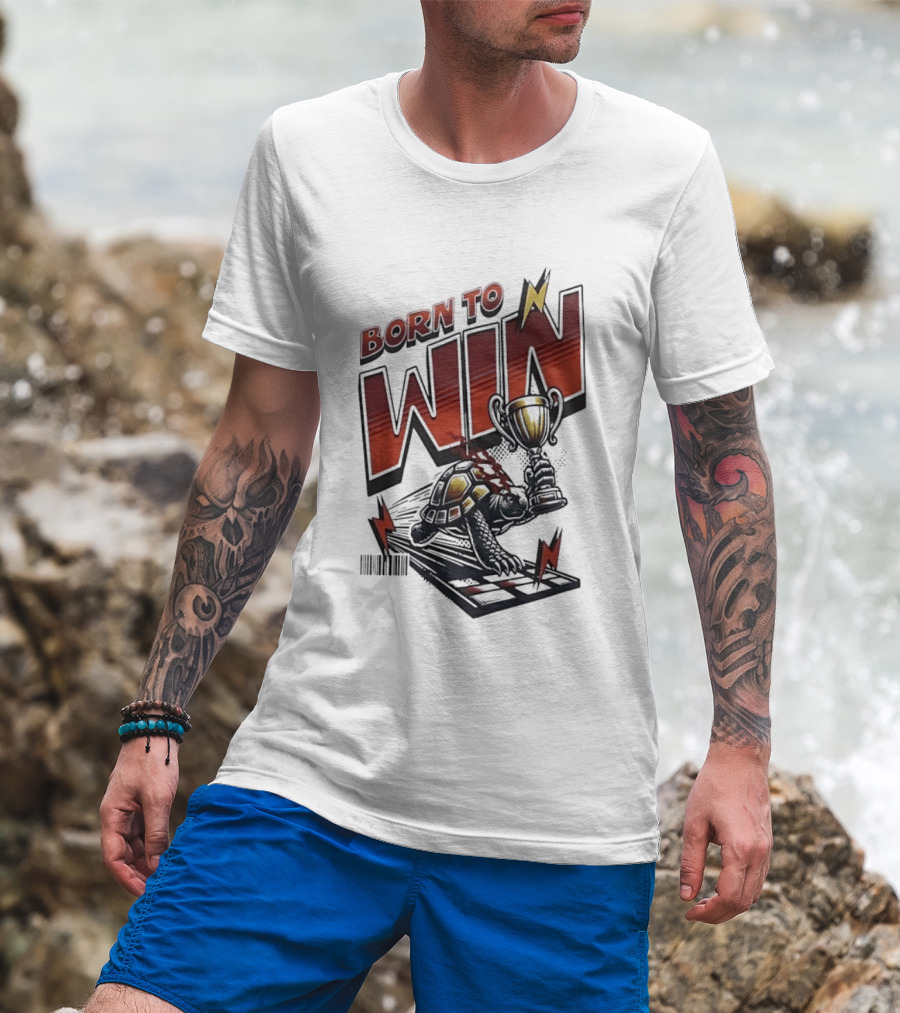 Born To Win Turtle With Trophy Racing T-Shirt
