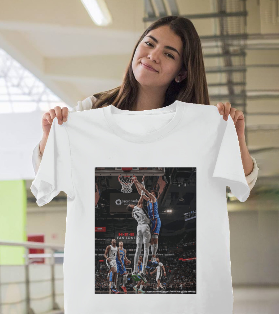 Victor Wembanyama San Antonio Spurs Dunk Vs Oklahoma City NBA Action T-Shirt